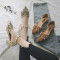 桂兰珊（Guilanshan）女鞋2018夏新款时尚百搭韩版尖头粗跟镂空中跟铆钉金属一字 黄色 39