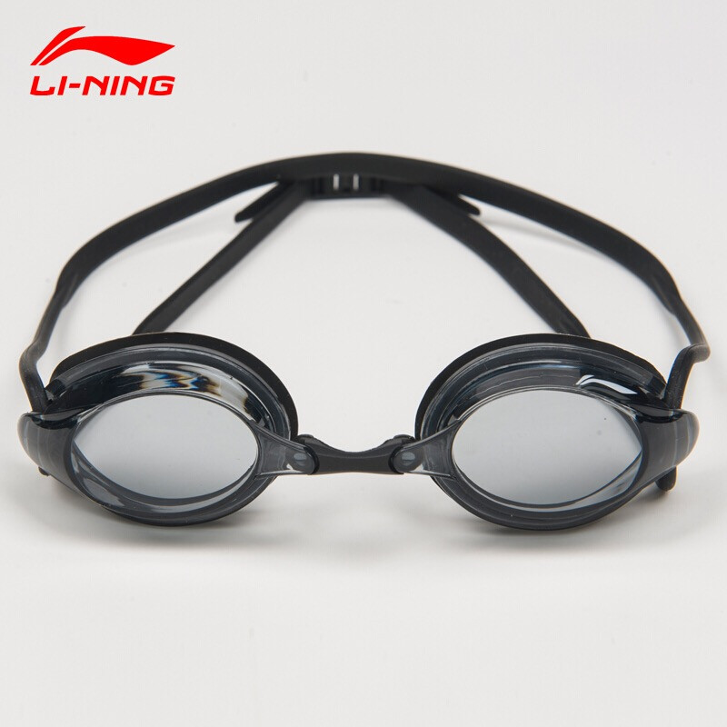 李宁泳镜高清男女防水防雾游泳眼镜专业成人儿童装备电镀竞速潜水115 黑色