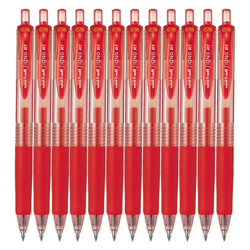 三菱(uni)UMN-138按动中性笔 12支/盒 0.38mm签字笔 财务专用笔 水笔 水性笔 红色4支装