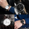 上海钻石牌手表男皮带石英表超薄款休闲大表盘防水时尚手表2101 玫壳白面棕带男