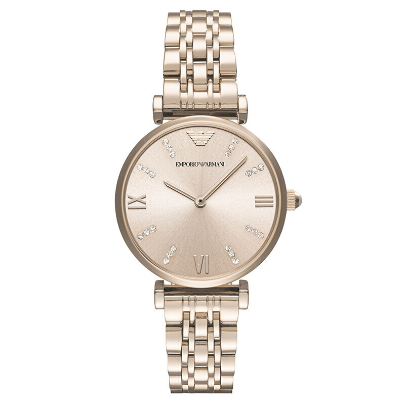阿玛尼(EMPORIO ARMANI)手表 商务个性时尚腕表简约钢带女士石英表 欧美品牌 AR11059