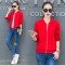 外套女春秋新款韩版学生棒球服女装修身长袖短款开衫夹克小外套潮 2XL 红色