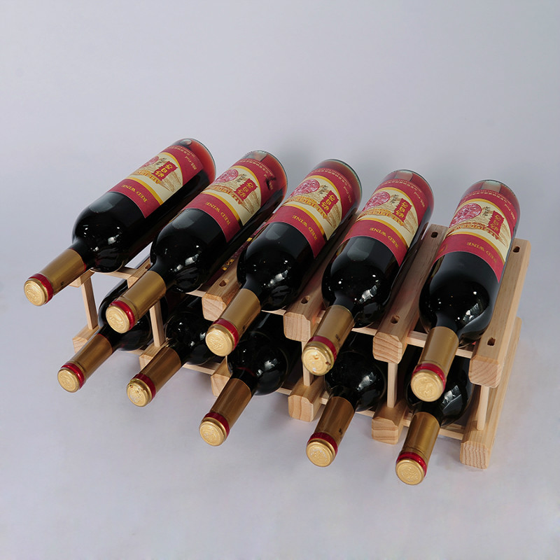 京好 DIY红酒架 实木葡萄酒架子摆件欧式创意可组装家用展示架置物架F63 原木色横排10瓶