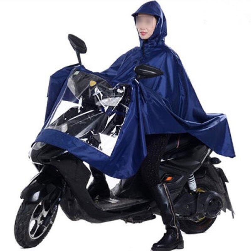 创意简约现活日用雨衣电动车单人电瓶车摩托车雨衣雨披成人骑行加大加厚男女士 单帽无镜套藏青色XXXL码