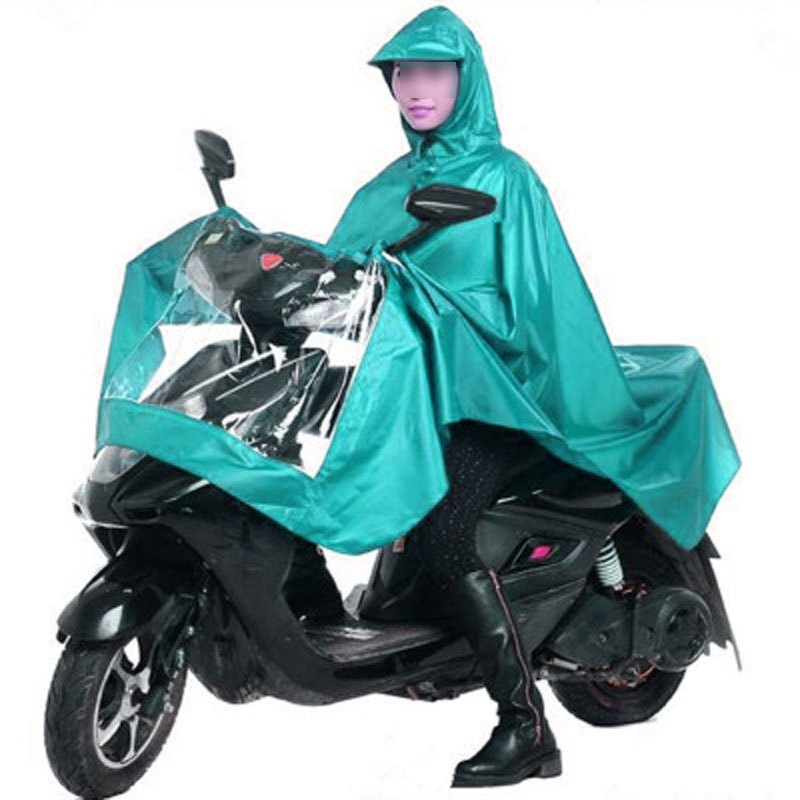 创意简约现活日用雨衣电动车单人电瓶车摩托车雨衣雨披成人骑行加大加厚男女士 单帽无镜套湖蓝色XXXL码