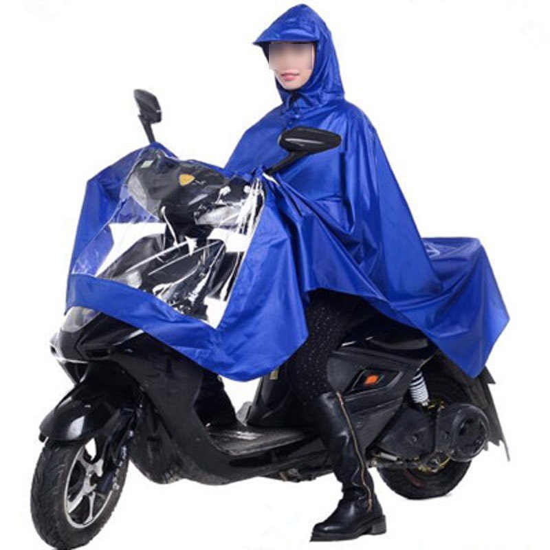 创意简约现活日用雨衣电动车单人电瓶车摩托车雨衣雨披成人骑行加大加厚男女士 单帽无镜套蓝色款XXXL码