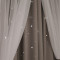 韩式双层遮光镂空星星窗帘定制公主风粉色带纱帘窗帘卧室窗帘成品_5_2_2 宽2.0X高2.7米一片【高可改】 灰色布+白纱+水晶花边【挂钩式】