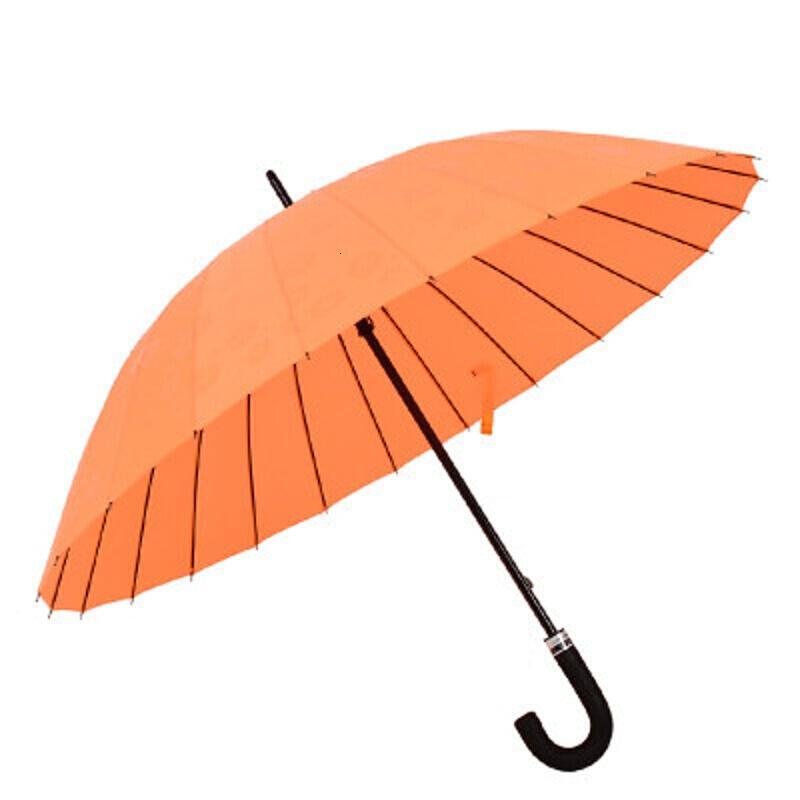 24骨伞遇水开花伞男女晴雨伞长柄双人雨伞小清新伞户外雨伞 橘黄色