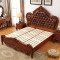 天惠子 欧式别墅床头层真皮软靠床奢华美式乡村木质实木床1.8米双人主卧大床 单床+2柜+床垫