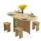 简易多功能圆形折叠餐桌椅组合餐桌小户型家用可移动简约4人饭桌_239_511 移动1.4+4凳圆桌柚木色