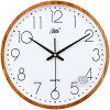 康巴丝钟表挂钟客厅圆形宜家创意时钟挂表简约现代静音电子石英钟(1a2)_14英寸（直径35.5厘米） 原木色 白盘