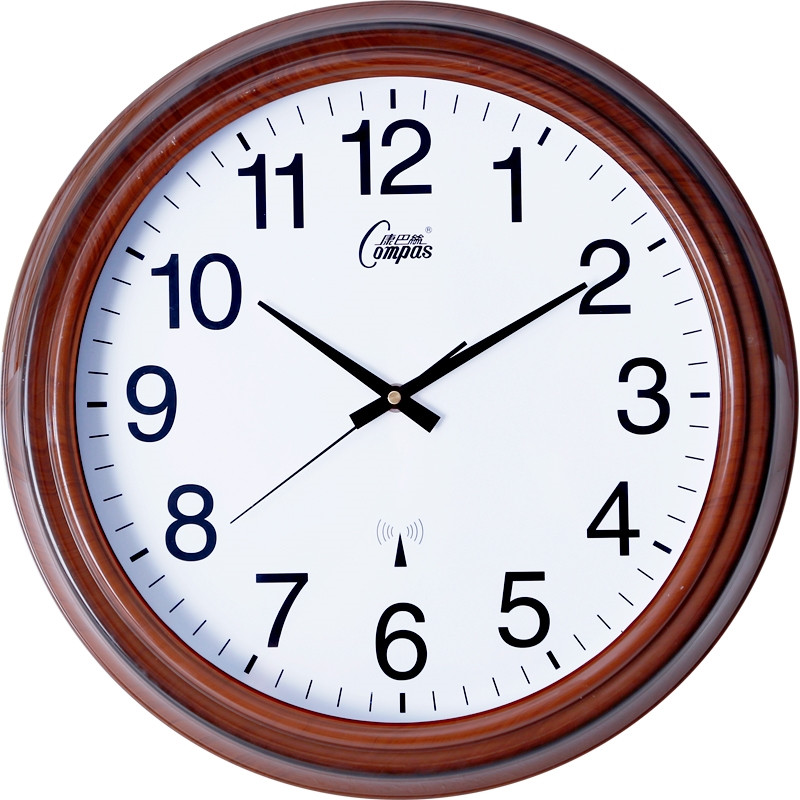 康巴丝钟表挂钟客厅家用圆形现代欧式简约大气挂表创意电波时钟表(69e)_17英寸（直径43厘米） SZGD2683S
