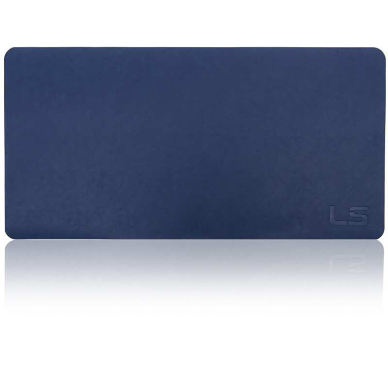 灵蛇 游戏鼠标垫超大号办公电脑桌垫 超薄1.2mm 皮质鼠标垫 P88蓝色