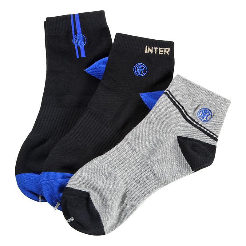 国际米兰俱乐部Inter Milan薄款男女防臭吸汗抗菌透气舒适运动休闲短袜 三双装袜子