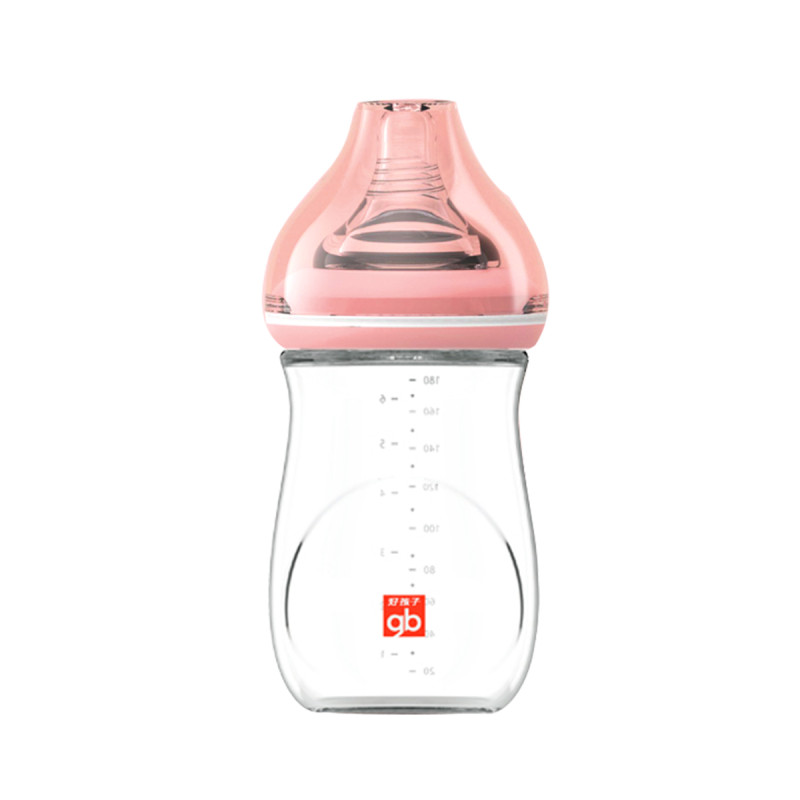 好孩子（gb）母乳实感宽口径婴儿玻璃奶瓶180ML(拥抱系列-粉红) B80394