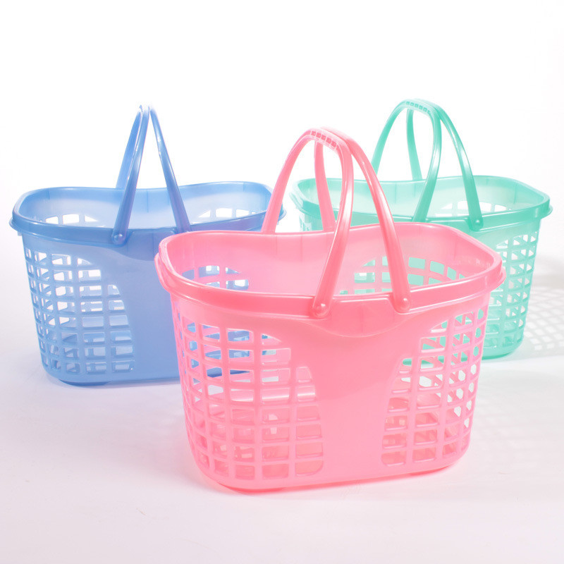 【苏宁自营】塑料手提购物篮 折叠篮子 超市购物篮 收纳置物篮子