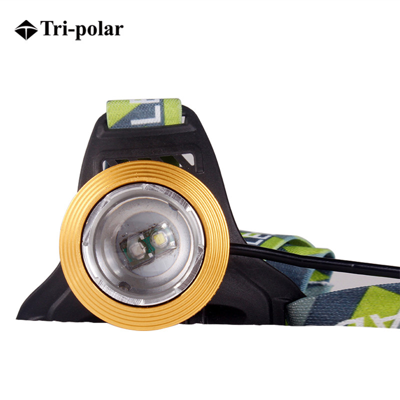 三极户外(Tripolar) TP3337 led头灯户外钓鱼头戴式强光充电亮300米防水蓝白双光源照明头灯