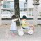 日系风格儿童三轮车宝宝脚踏车小孩自行车无印简约推杆手推童车1-5岁男孩女孩玩具车 粉色+推杆+护栏