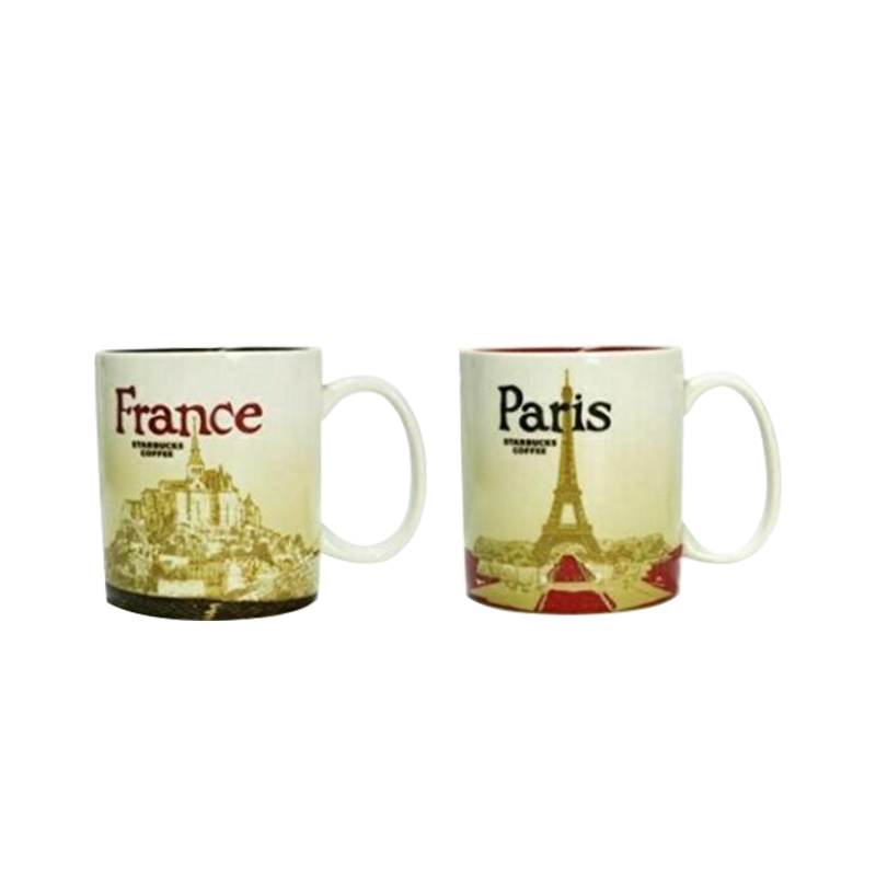 [情侣咖啡杯]星巴克(Starbucks)巴黎城市主题陶瓷马克杯套装 88ml 星巴克杯子 法国进口