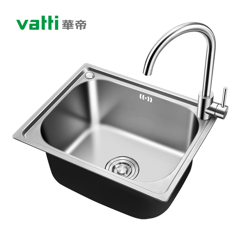 华帝 (VATTI) 304不锈钢水槽单槽 拉丝不锈钢洗菜盆 厨房水槽 厨房洗碗盆091100(500*400*220) 银色