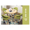 富和美(BNF)办公家具简约实木餐桌椅 休闲桌椅 办公餐桌椅可定制130洽谈桌 大桌（原木+绿色）棉麻款+4椅