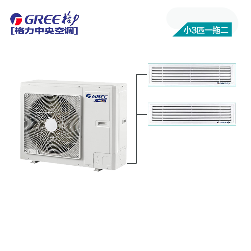 格力（GREE）中央空调 大3匹一拖二套组 一级能效变频 多联风管嵌入式空调 Star系列 GMV-H80WL/A