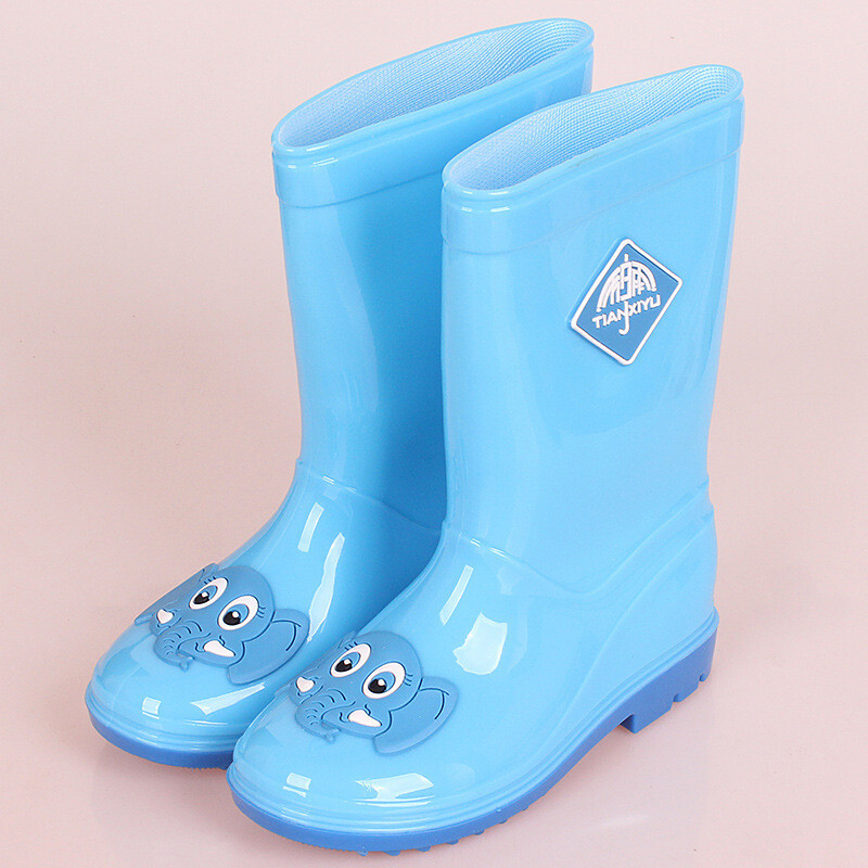 迪鲁奥（DILUAO)高筒儿童雨鞋可加棉男女童雨靴冬季雨靴四季水鞋大码童靴 高筒蓝色小象(单靴) 38.