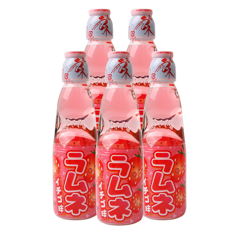 日本进口 哈达 波子汽水草莓味碳酸饮料 200ml