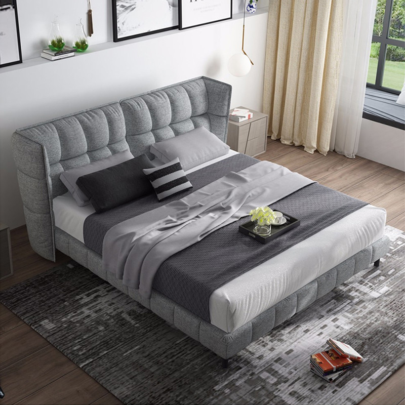 梵萨帝 床 北欧布艺床小户型可拆洗主卧1.5米软床简约现代1.8米床双人大床婚床 单床+椰棕床垫