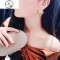 s925纯银耳钉韩国简约水钻耳环女个性时尚百搭气质耳饰耳坠 菱形满钻银色