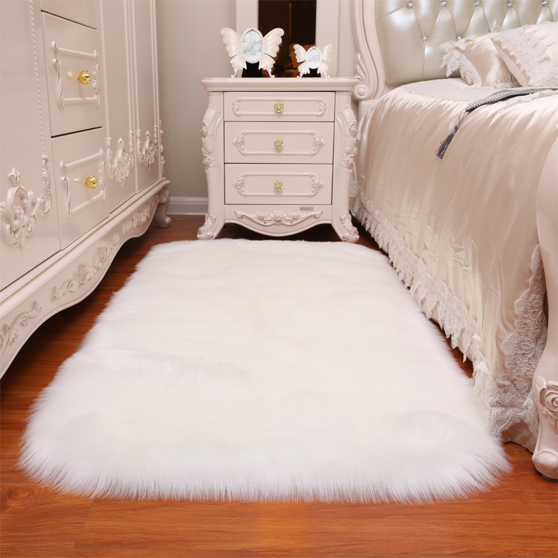 白色长毛绒地毯毛毛客厅卧室仿羊毛地毯房间满铺床边毯橱窗毯_428