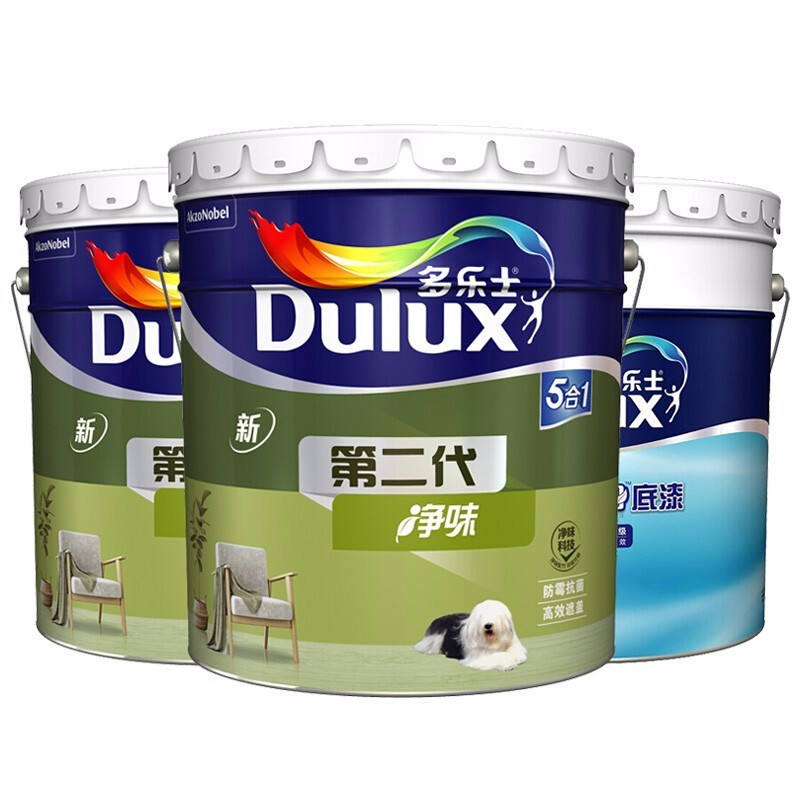 多乐士(dulux)金装第二代五合一净味内墙乳胶漆 油漆涂料 墙面漆A8151+A914套装51L 哑光白色