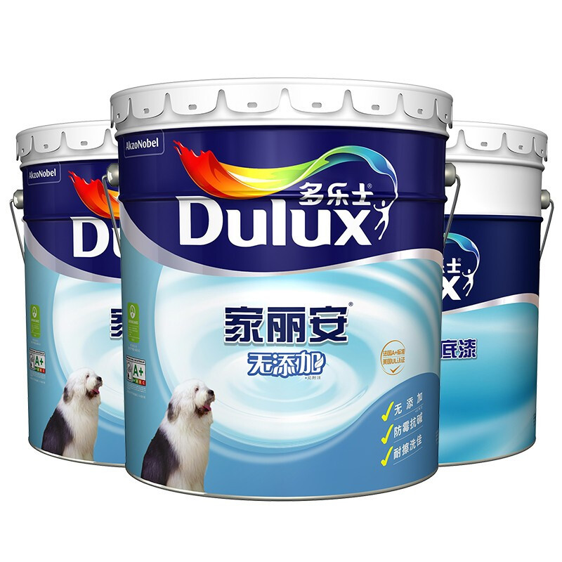 多乐士（Dulux） 家丽安无添加乳胶漆内墙 油漆涂料 墙面漆A846+A914 哑光白色 51L套装