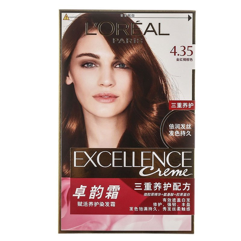 欧莱雅(L'OREAL)卓韵霜赋活养护染发霜4.35号