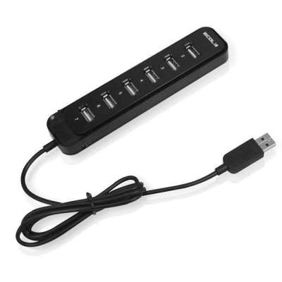 宜客莱Smart智慧型7口USB集线器USB-HUB07BK(钢琴黑)