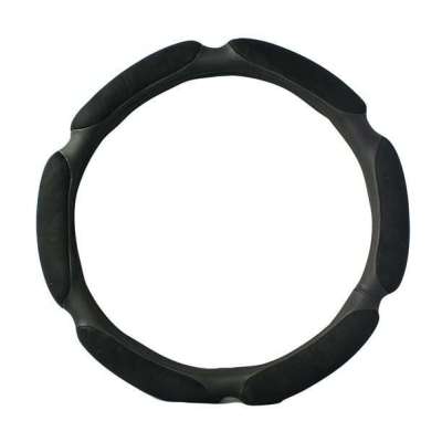 车德克中号超手感3D立体麂皮绒汽车方向盘套(黑色)