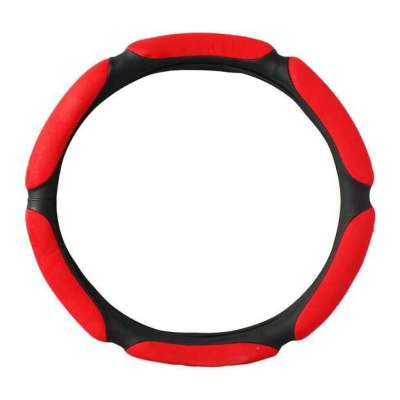 车德克中号超手感3D立体麂皮绒汽车方向盘套(红色)