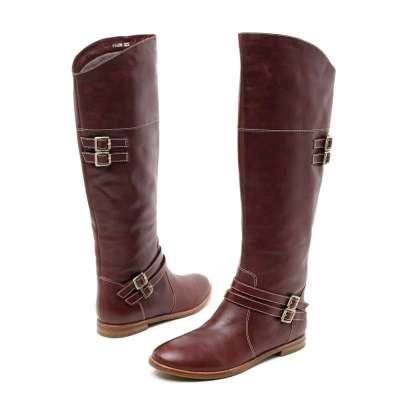 Innet 茵奈儿冬季棕蜡牛皮女皮靴FKJ80R 35