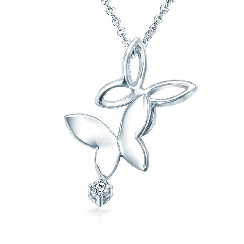 周生生+pt900铂金钻石吊坠