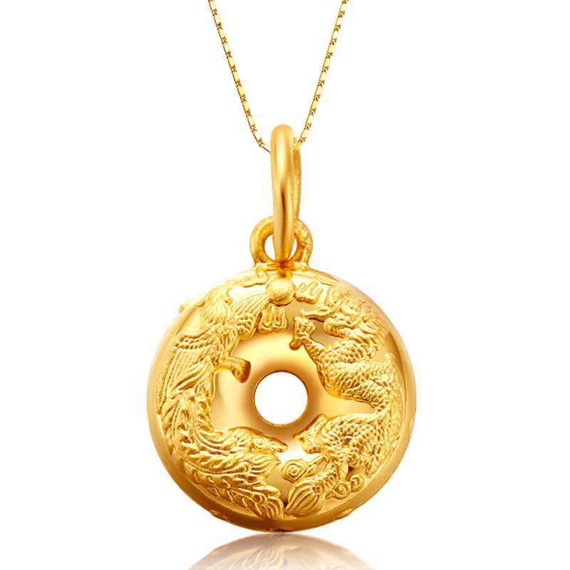 钻石快线 千足黄金平安扣吊坠 龙凤奇缘 KSLS