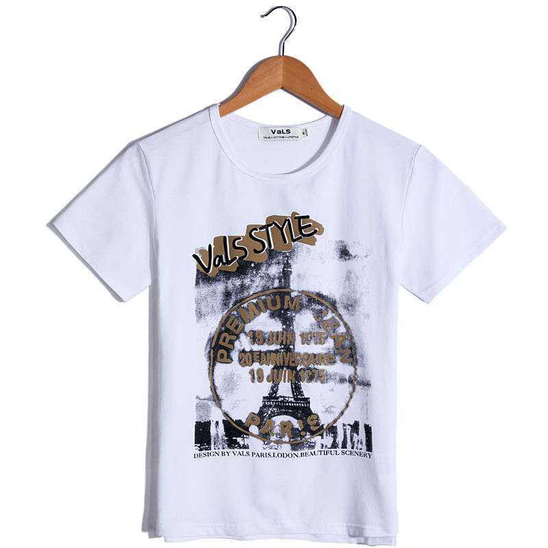VaLS 男装复古个性反战字母印花圆领短袖T恤