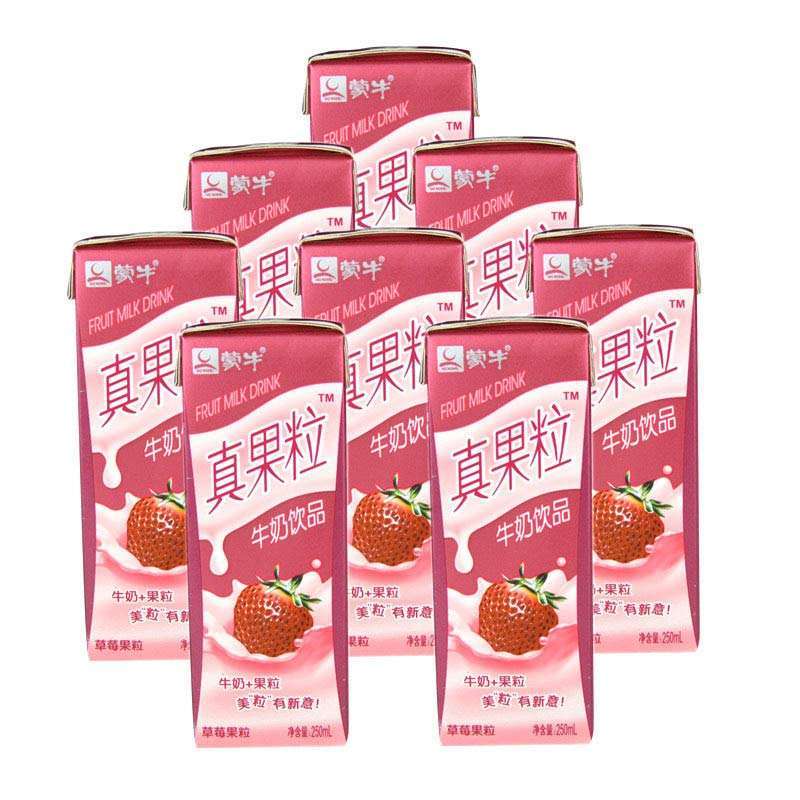 蒙牛真果粒牛奶(草莓果粒)250ml*12盒