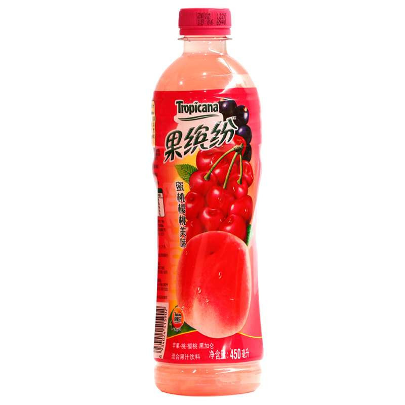 果缤纷蜜桃樱桃美味果汁450ml箱装(15瓶\/箱)图