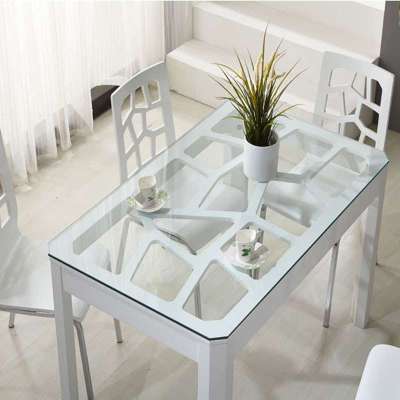 理佳木业简约时尚镂空水立方白色烤漆钢化玻璃餐桌椅饭桌343 餐桌1米2【报价、价格、评测、参数】_客厅\/餐厅家具_苏宁易购