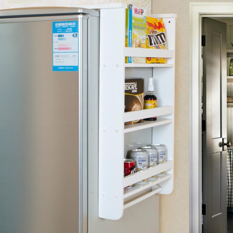 唯妮美 简易厨房调味品置物架储物架三层侧挂冰箱架 白色