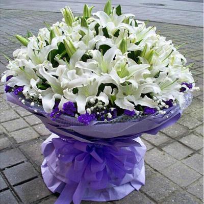 花袭人 鲜花速递全国 99朵粉色香水百合 广州上海苏州