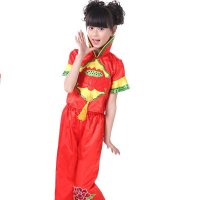 潮流中国风复古民族风时髦六一儿童女童演出服