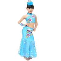 夏季六一儿童演出服装女童少儿舞蹈裙傣族舞孔
