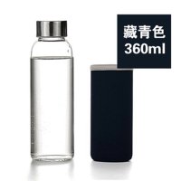 玻璃杯创意便携水杯男女士透明办公杯子带盖水瓶旅行车载茶杯11藏青色