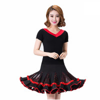 欧伦萨 运动户外瑜伽舞蹈夏季V园领上衣亮片飘